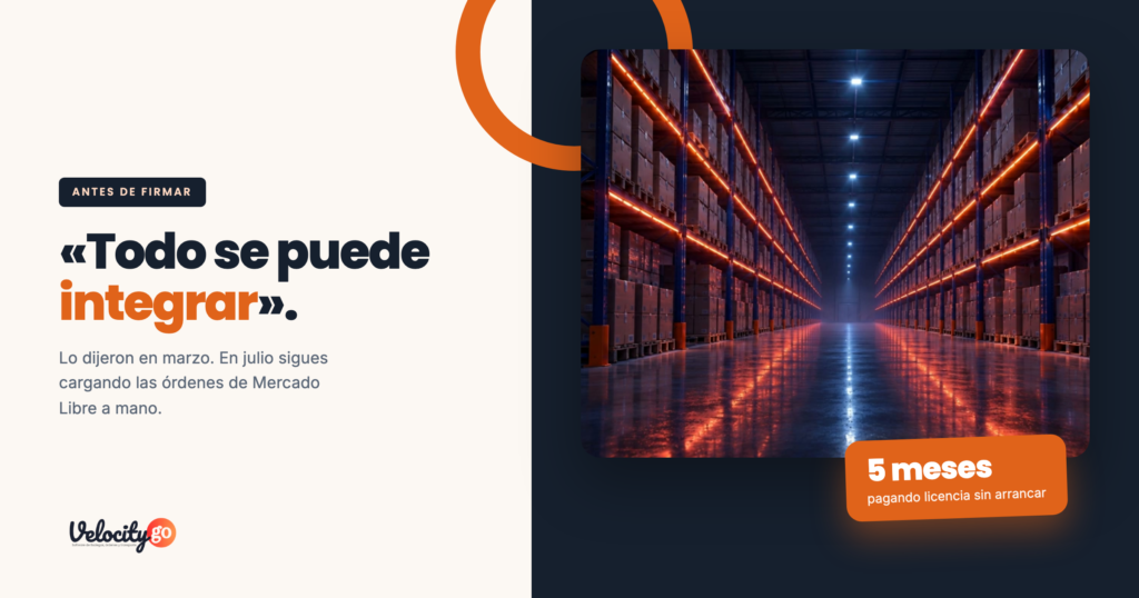 Pasillo de bodega iluminado: «todo se puede integrar», dicho en marzo